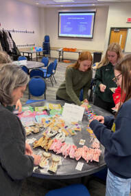 Individuals making a toiletry bag